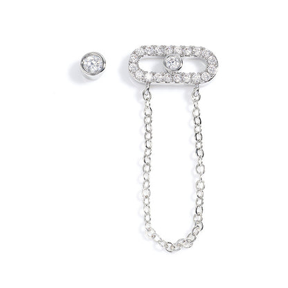 RAKOL Cross-border European and American style light luxury chain earrings for women simple and fashionable zirconia paper clip stud earrings for women