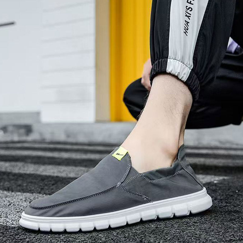 Pull-back work light canvas shoes new one-foot solid color casual shoes breathable and comfortable men's cloth shoes wholesale