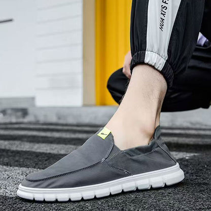 Pull-back work light canvas shoes new one-foot solid color casual shoes breathable and comfortable men's cloth shoes wholesale