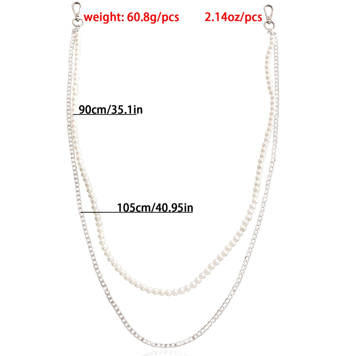 European and American cross-border jewelry, retro sexy fashion double layer trouser chain, punk imitation pearl waist chain