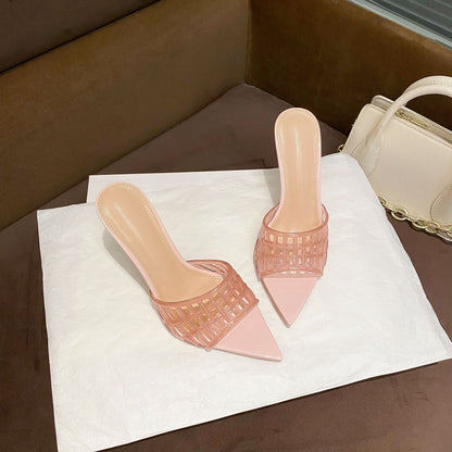 YX Transparent High Heels Women's Summer 2026 New Pointed Toe Stiletto Heel Sandals Versatile Slimming Niche Design Fashion Women's Shoes