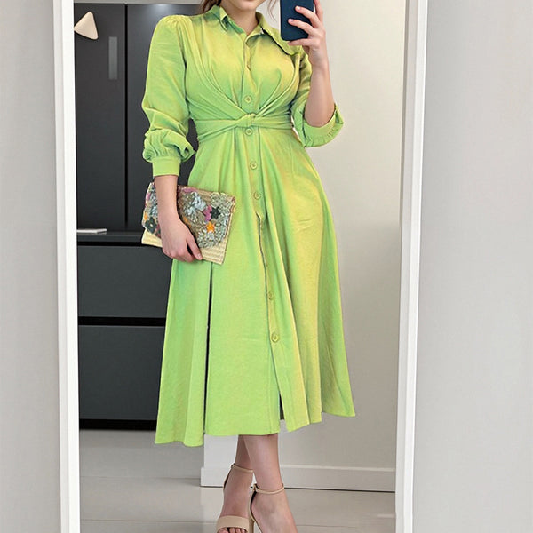 Cross-border 2025 summer new cross-border European and American fashion sexy style slimming elegant sleeve solid color dress - view 2 | Ciaura