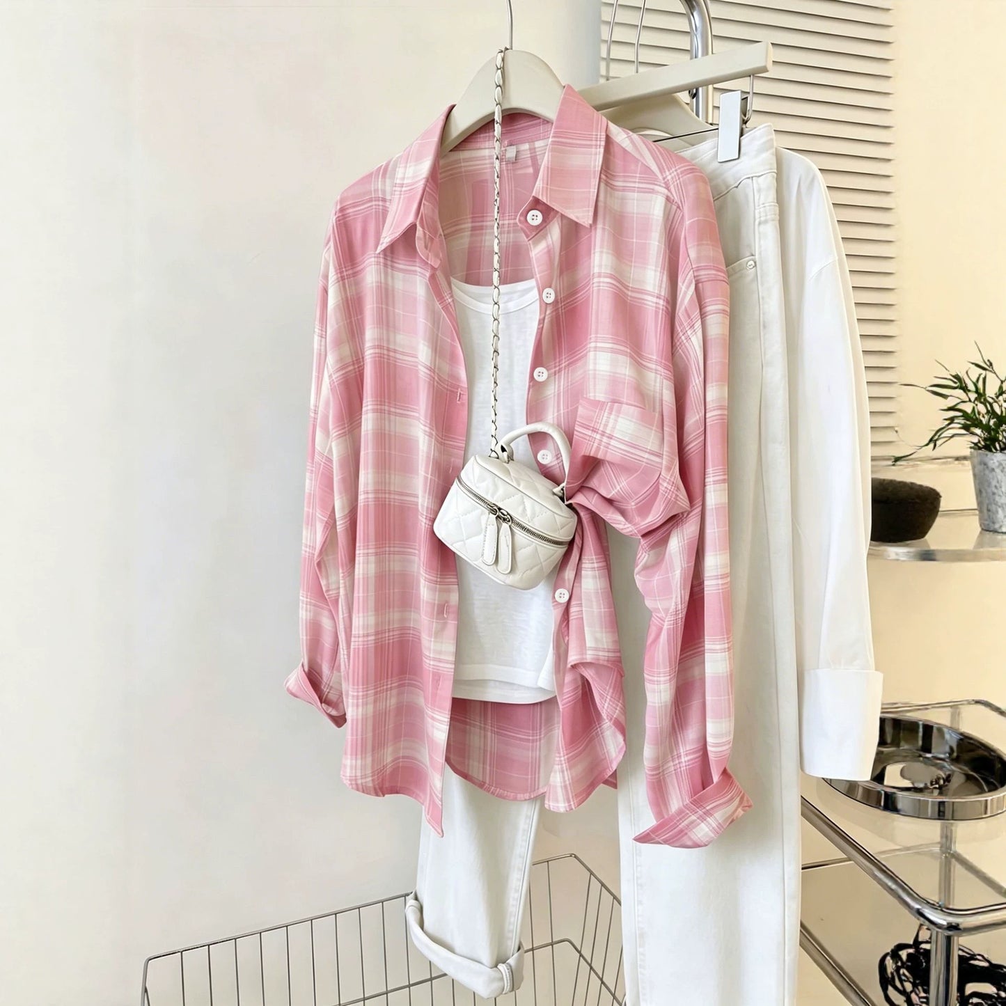 Cross-border European and American chiffon plaid sun-protective shirt for women, new summer fashionable versatile thin jacket, casual loose