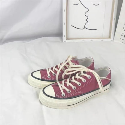 Sapatos clássicos de lona de skate feminino 2025 nova versão coreana ulzzang sapatos de prancha versátil sapatos de pano de estudante em sapatos da moda