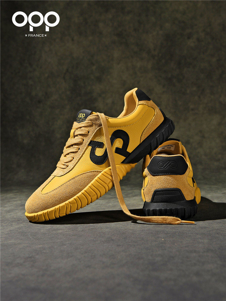 Ténis OPP Forrest Gump para Homem para Lazer, Desporto, Corrida, Caminhada, Estilo Retro, Versátil e Popular, Cano Baixo, em Pele, para Treino