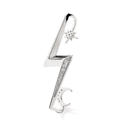 Geometric long oval hollowed out large earrings, European and American export style, fashionable copper zircon single earrings