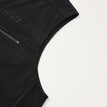 Pony1972 Bony Vest Men's 2025 Spring New Outdoor Sports Leisure Zipper Vest 251M2EG01BK