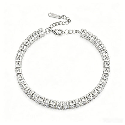 SHEIN's best-selling diamond-studded bracelet, double-row tennis ball chain, accessories, new versatile elegant rhinestone fashion