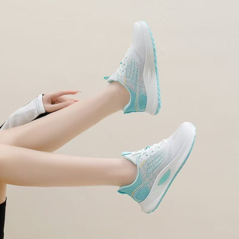 2025 Spring New Korean Breathable Flying Weave Women's Shoes Factory Direct Sales Student Running Sneakers Women's Cross-border Wholesale