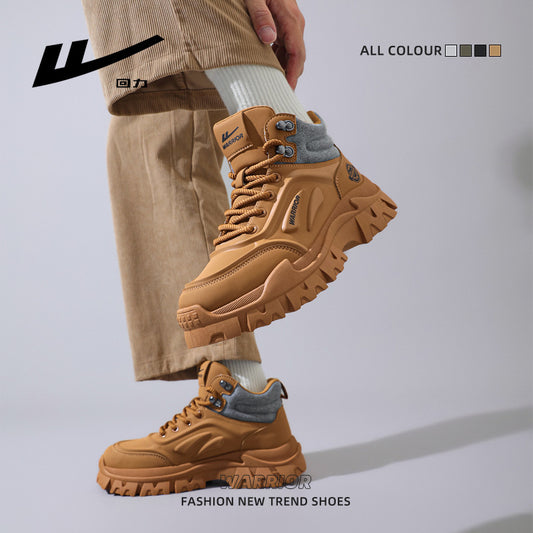 Pull-back high-top platform shoes, workwear, sports leisure, high-end rhubarb boots, outdoor tourism, British style autumn men's shoes