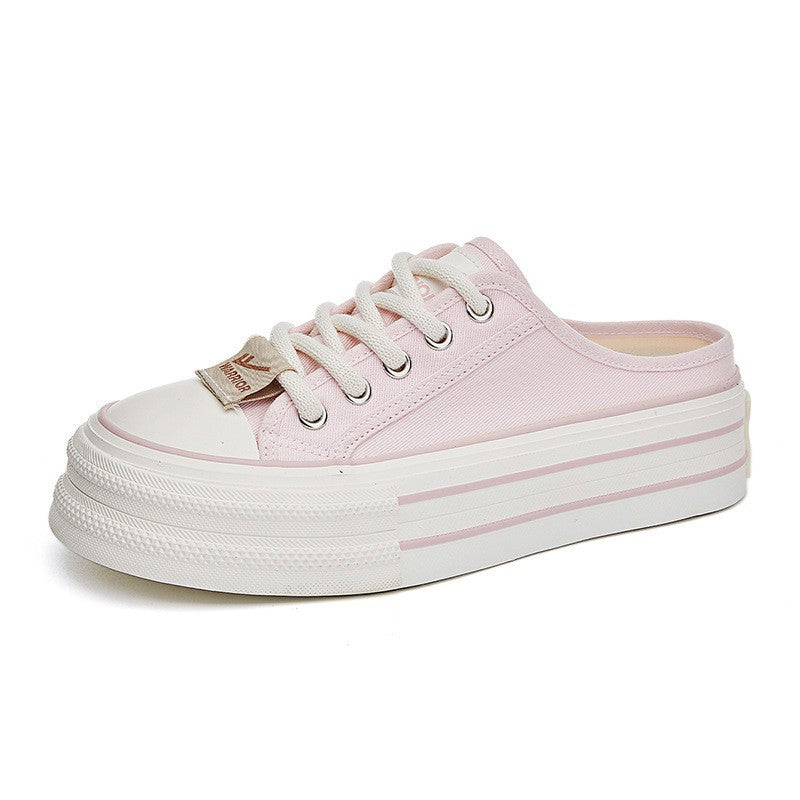 Pullback simple daily platform shoes female college style youth show long legs student board shoes Korean solid color versatile single shoes