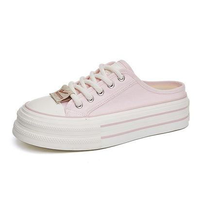 Pullback simple daily platform shoes female college style youth show long legs student board shoes Korean solid color versatile single shoes