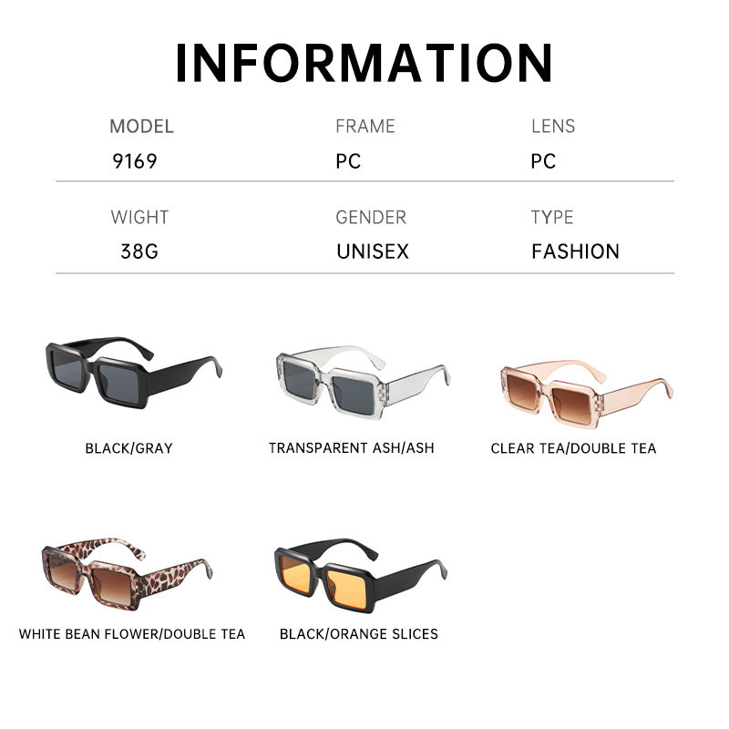 Personalized square frame wide temple sunglasses women's design high-end sunglasses cross-border retro large frame simple sunglasses men