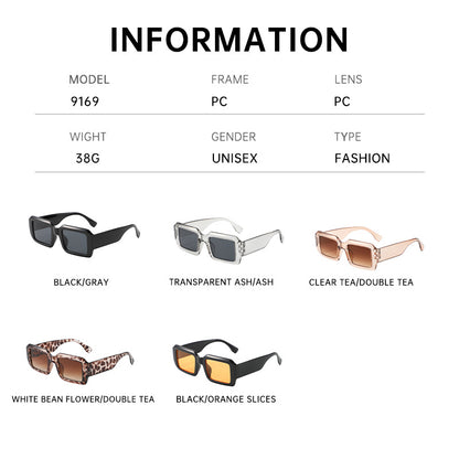 Personalized square frame wide temple sunglasses women's design high-end sunglasses cross-border retro large frame simple sunglasses men