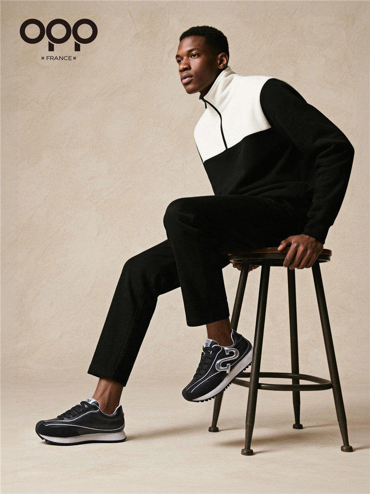 OPP Men's Shoes Spring 2026 New Men's Sports Running Black Forrest Gump Shoes Genuine Leather Fashion Retro Casual Shoes