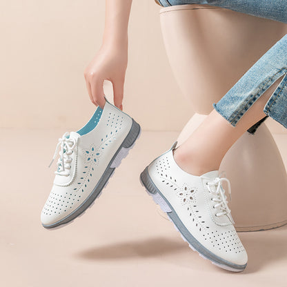Cross-border plus size women's shoes women's cut-out hole shoes summer sandals breathable casual shoes soft soles lightweight mom shoes