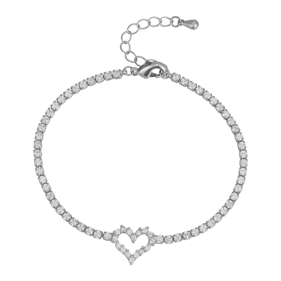 Cross-border European and American full diamond light luxury bracelet, niche design, light luxury style diamond-set zircon tennis ball bracelet for women, never fades