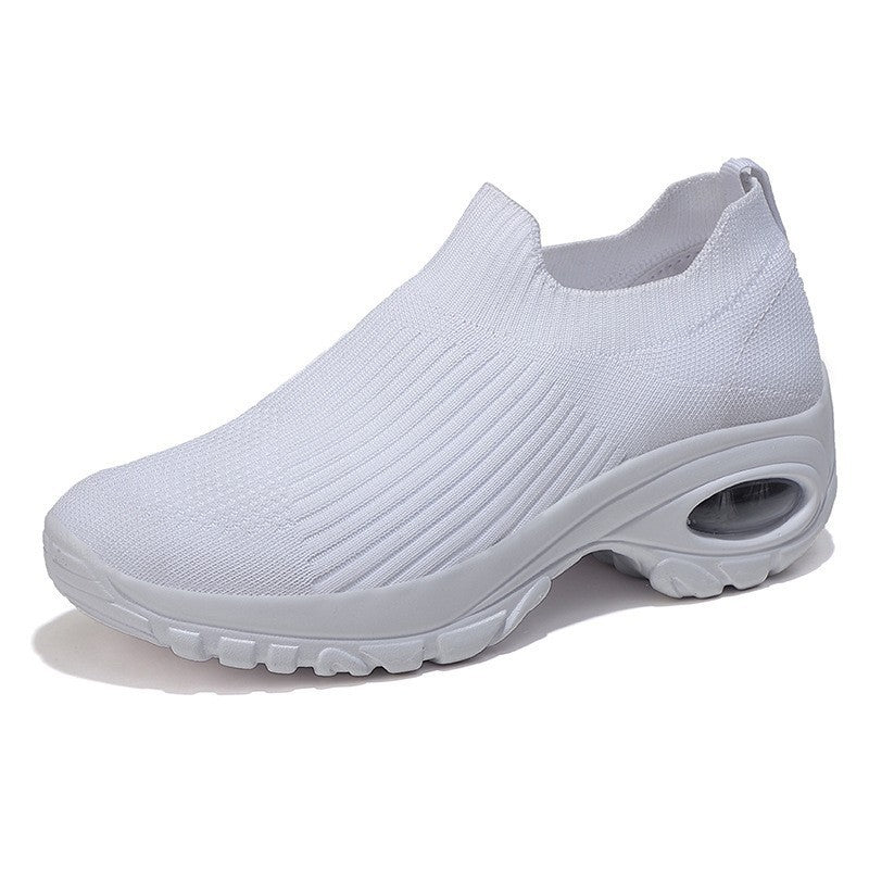 2024 Women's Shoes Casual Versatile Air Cushion Running Shoes Feiwei Breathable Lazy Shoes Slip-on Sports Shoes Wholesale