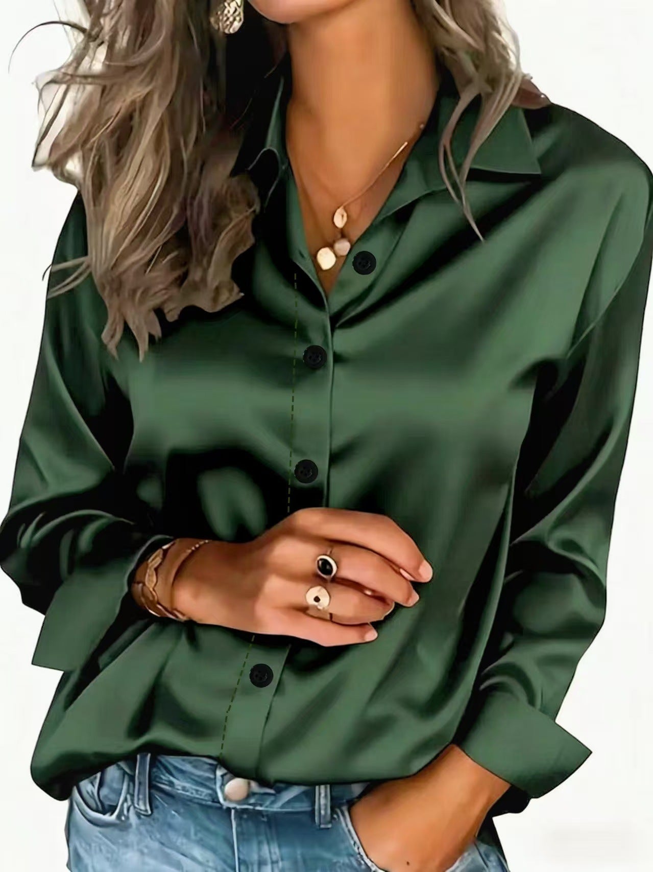 Amazon women's shiny color sponge shirt, elegant and commuting, suitable for long-sleeve versatile wear in spring and autumn
