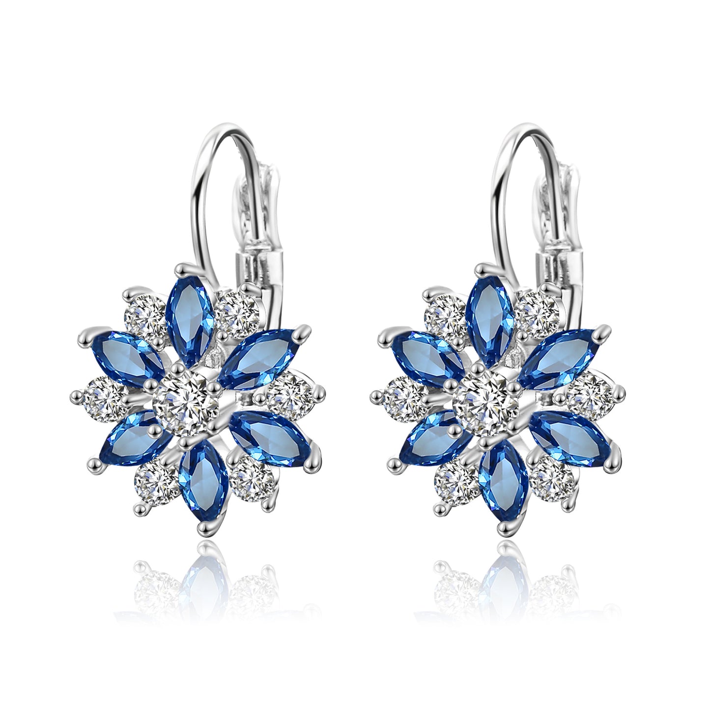 RAKOL European and American Fashion Classic Geometric Floral Colorful Zircon Earrings for Women, Personalized Simple Versatile Earrings and Studs