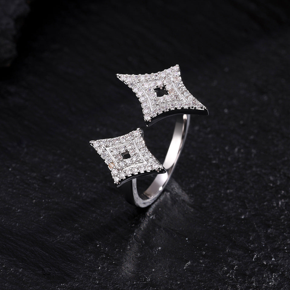 RAKOL Four-pointed star copper zircon bracelet light luxury luxury shines with a sense of luxury and sparkle ornaments with openwork full of diamonds Starburst star set