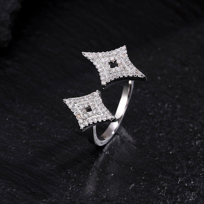 RAKOL Four-pointed star copper zircon bracelet light luxury luxury shines with a sense of luxury and sparkle ornaments with openwork full of diamonds Starburst star set