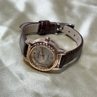 Coffee Belt Rose Gold Frame White Dial (Belt)