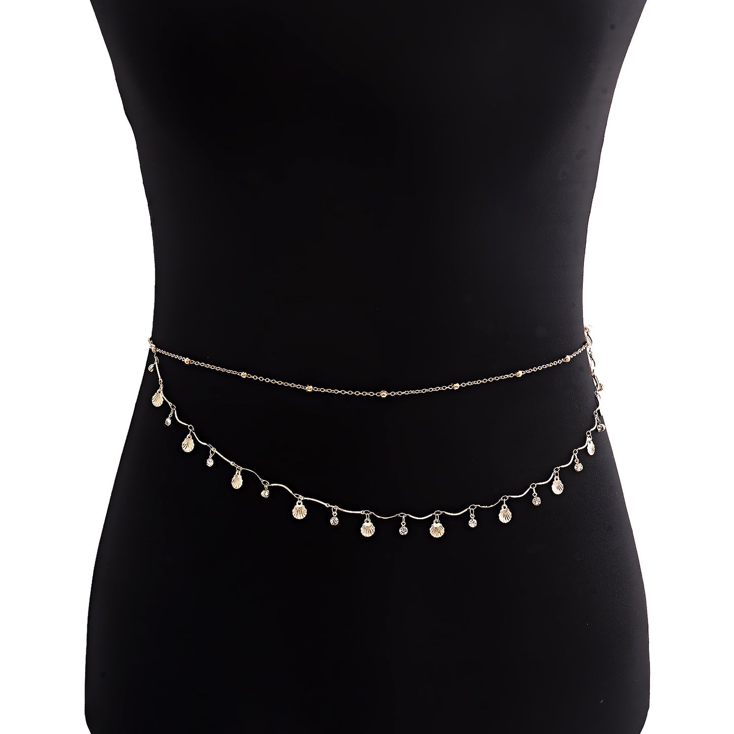 European and American cross-border jewelry sexy sweet cool ladies simple metal body chain niche scallop zircon versatile waist chain