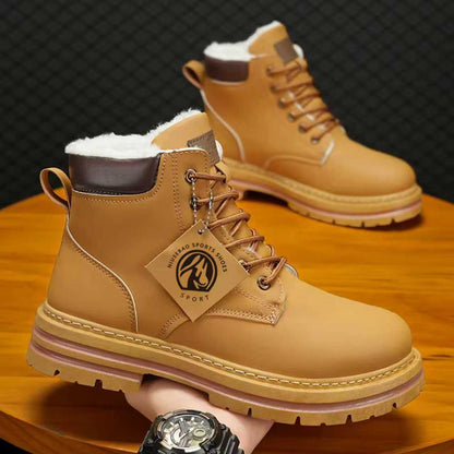 Men's Martin boots fall 2025 new fleece thickened outdoor cargo shoes British style retro rhubarb boots men's shoes