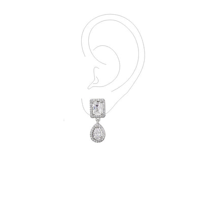 RAKOL European and American classic vintage light luxury geometric square earrings for women, exquisite and exquisite micro-inlaid waterdrop zircon earrings