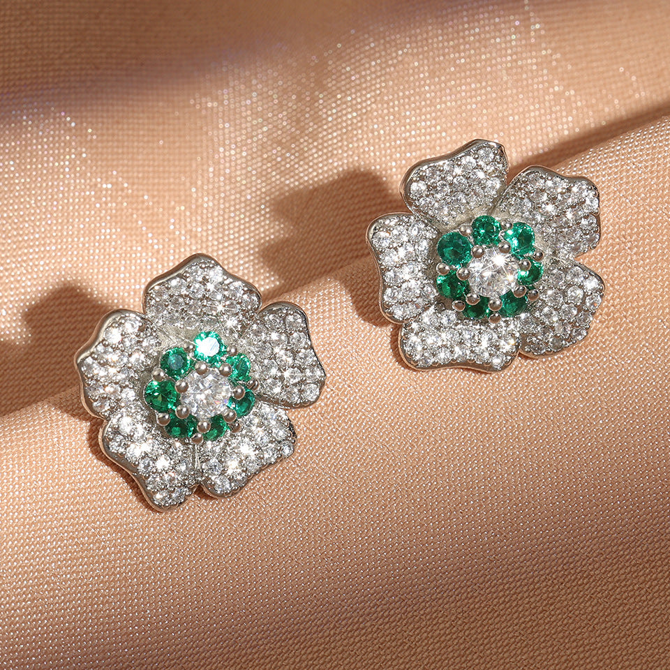 European and American new best-selling women's earrings, AliExpress bestseller flower fashion creative women's earrings and rings two-piece set