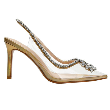 Transparent strap high heel sandals, niche back hollow toe high heels, women's stiletto heels, pointed toe, European and American super high heels