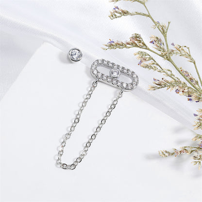 RAKOL Cross-border European and American style light luxury chain earrings for women simple and fashionable zirconia paper clip stud earrings for women