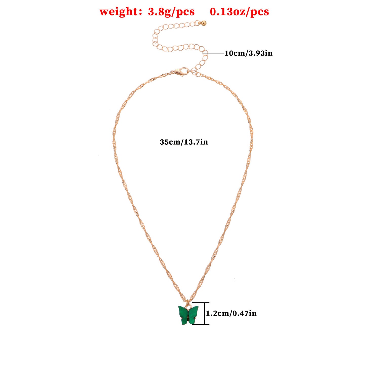 European and American cross-border jewelry acrylic color butterfly pendant necklace women's geometric simple hemp rope chain necklace