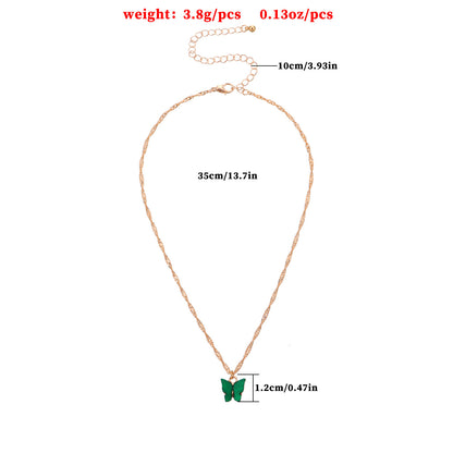 European and American cross-border jewelry acrylic color butterfly pendant necklace women's geometric simple hemp rope chain necklace