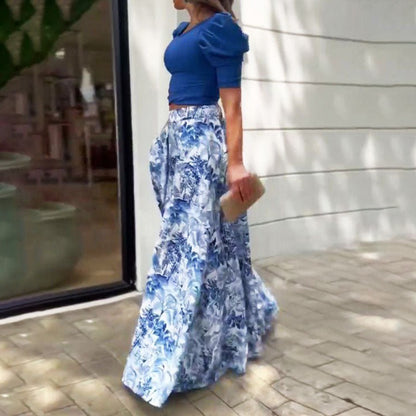 Amazon 2025 New European and American Women's Temperament Commuter Print Fashion Casual Suit Women's Two-Piece Set 661