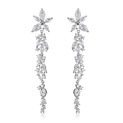 RAKOL Korean Long Elegant Geometric Floral Earrings for Brides, Wedding Dresses, Earrings, Cross-border Accessories
