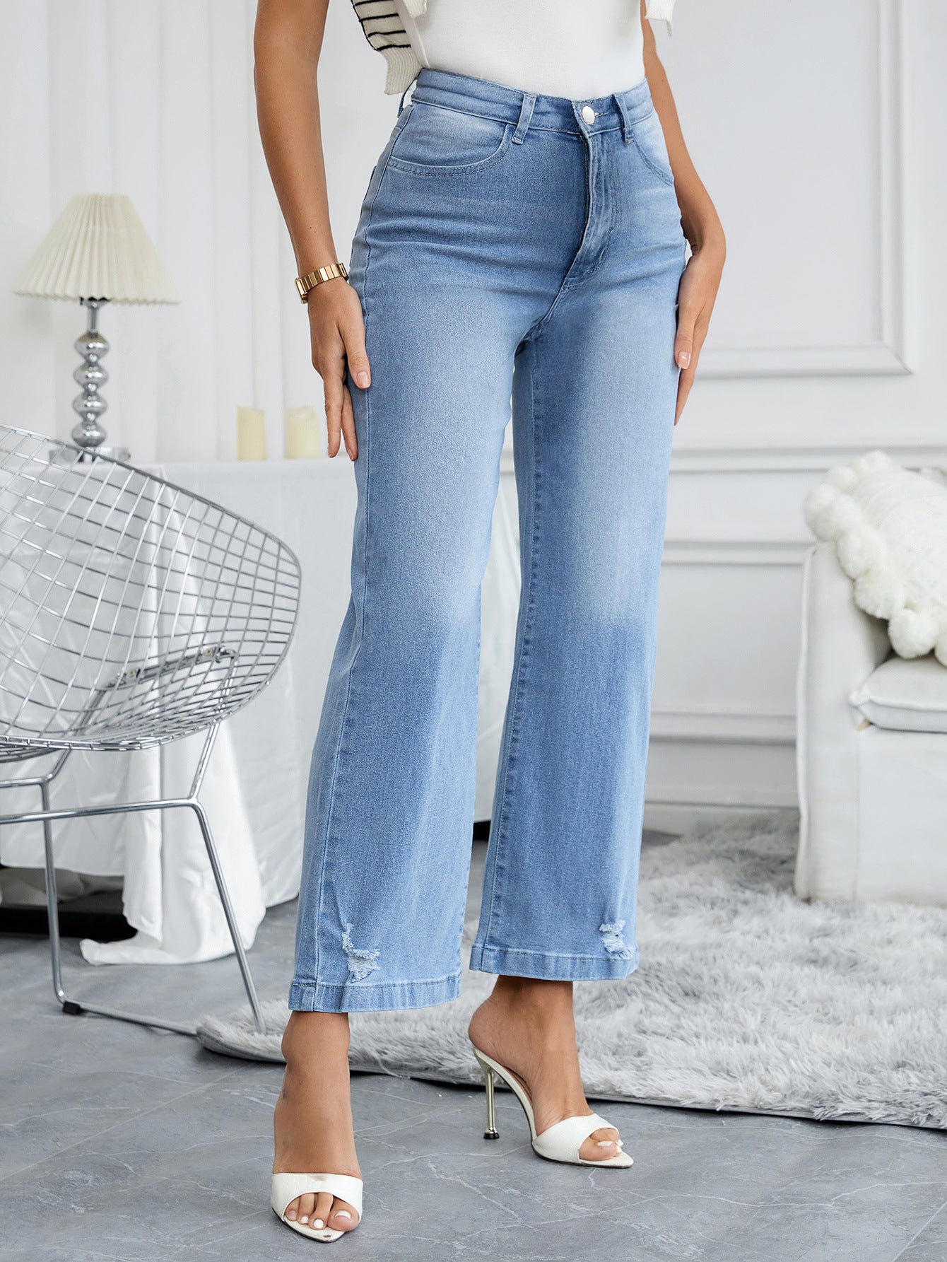 European and American cross-border foreign trade new women's clothing high elastic loose wide-leg casual women's jeans WOEMN JEANS
