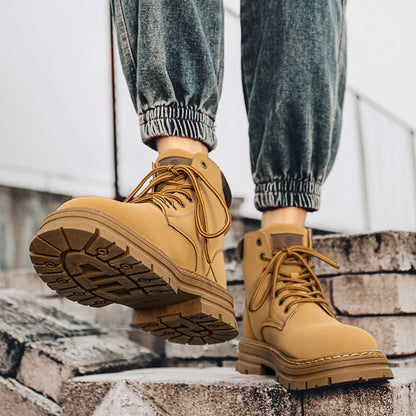2026 Men's Labor Protection Shoes Spring Construction Site Wear-Resistant Construction Work Martin Boots Workwear Waterproof Non-slip Hiking Sports