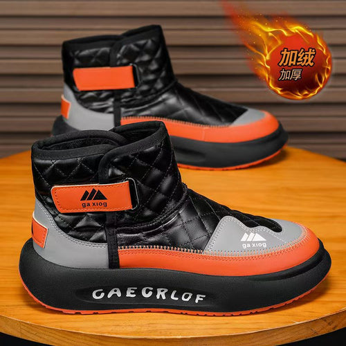 Cotton Shoes Winter New Men's Shoes Men's Casual Leather Shoes High Top Martin Boots Sneakers Men's Korean Version Versatile Black Shoes