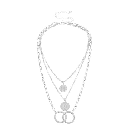 European and American cross-border jewelry, fashion trends, multi-layer ring stitching, stacking necklaces, portrait medallion pendants, sweater chains