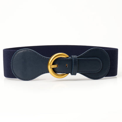 Cinto de senhora retro com cordão e fivela, modelo versátil e simples, com ajuste na cintura.