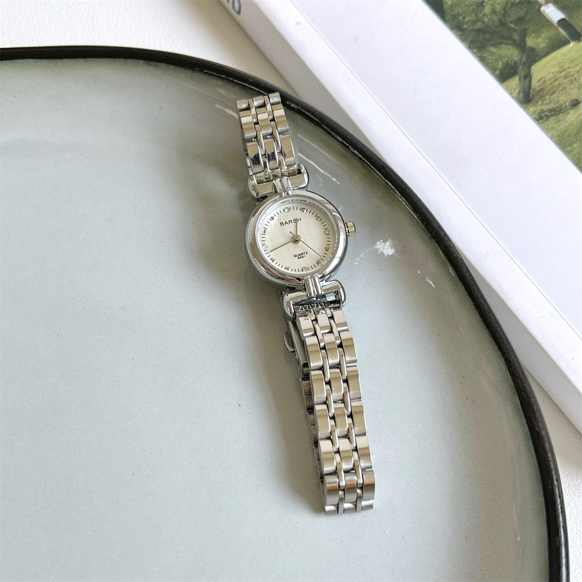 BARSH gold steel band minimalist diamond-dial women's watch, exquisite casual whitening, used quartz women's watch for export wholesale