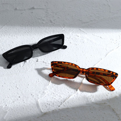 Narrow-frame European and American style sunglasses for women, stylish for photos, sophisticated long cat-eye sunglasses, trendy driving sunglasses for men