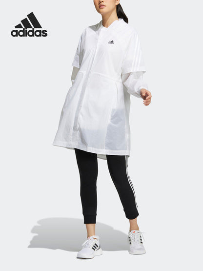 Adidas Official Genuine New Women's Sports Long Hooded Thin Jacket HF2483