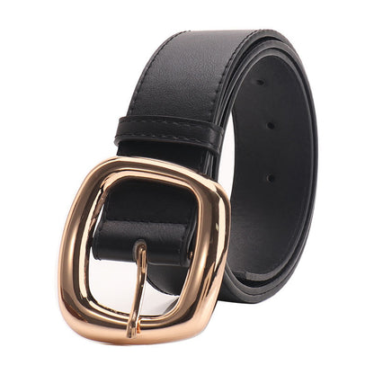 New versatile trapezoidal pin buckle wide women's belt chic commuter casual style with jeans clothing belt women