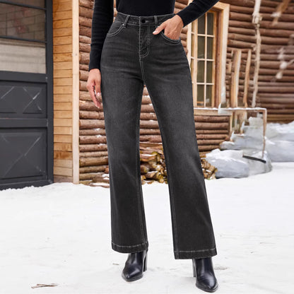 European and American cross-border foreign trade women's jeans, black and gray fashionable minimalist slim straight-leg denim pants for women, JEANS