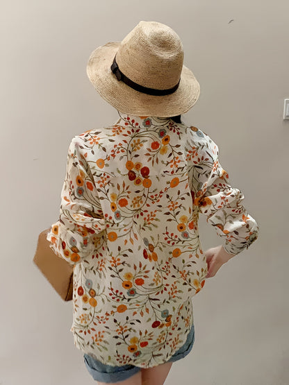 Cross-border European and American full print, a variety of pattern options, long sleeves loose casual top shirt