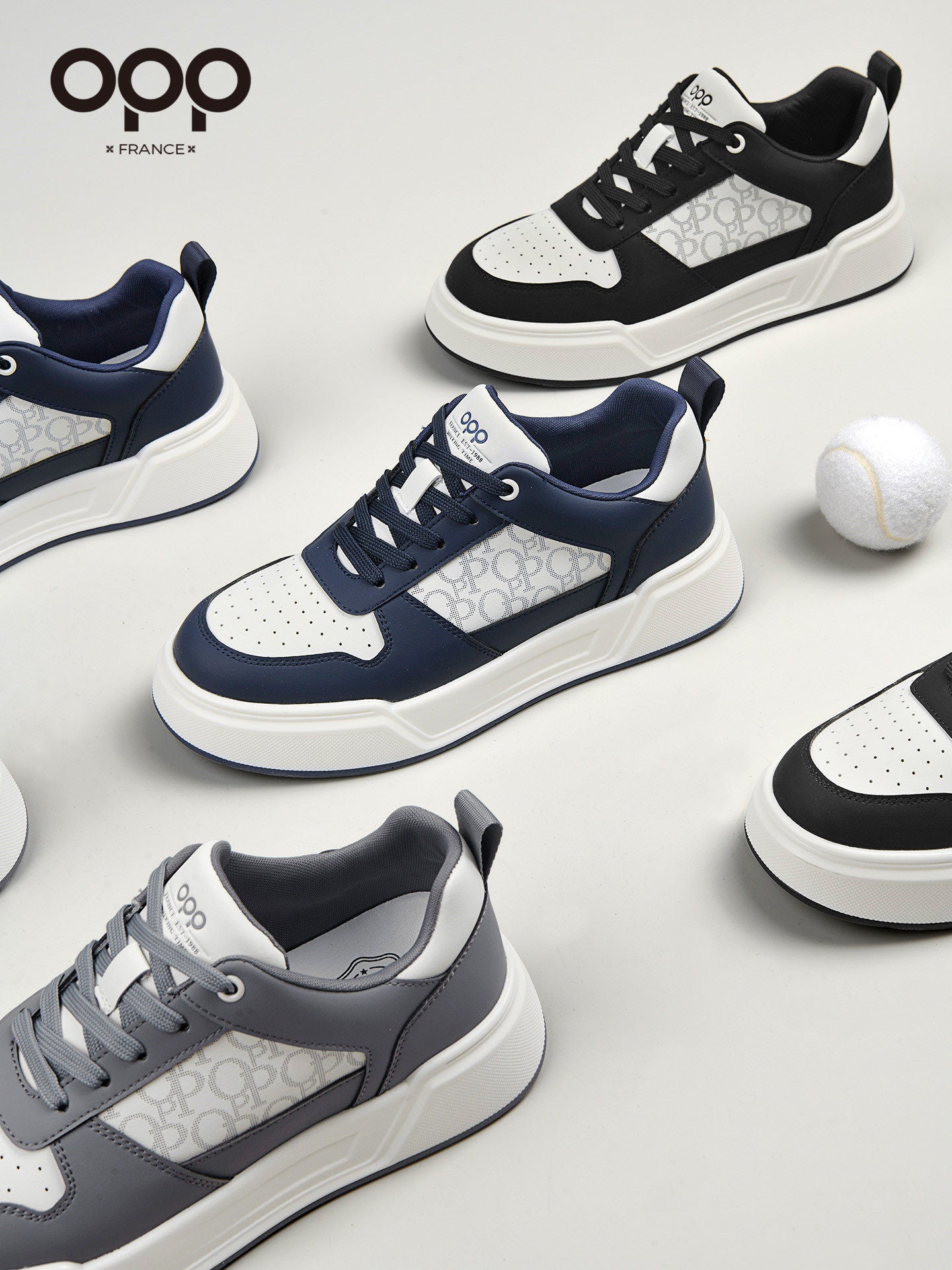 OPP spring new flat casual board shoes men's color-blocking fashion classic sports casual shoes thick-soled heightening men's shoes