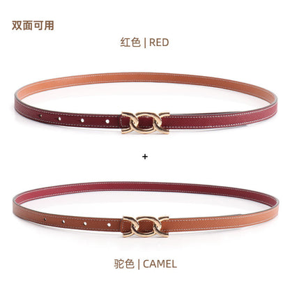New alloy twist buckle women's belt versatile dress jeans belt women's double-sided 1.4 wide thin women's belt